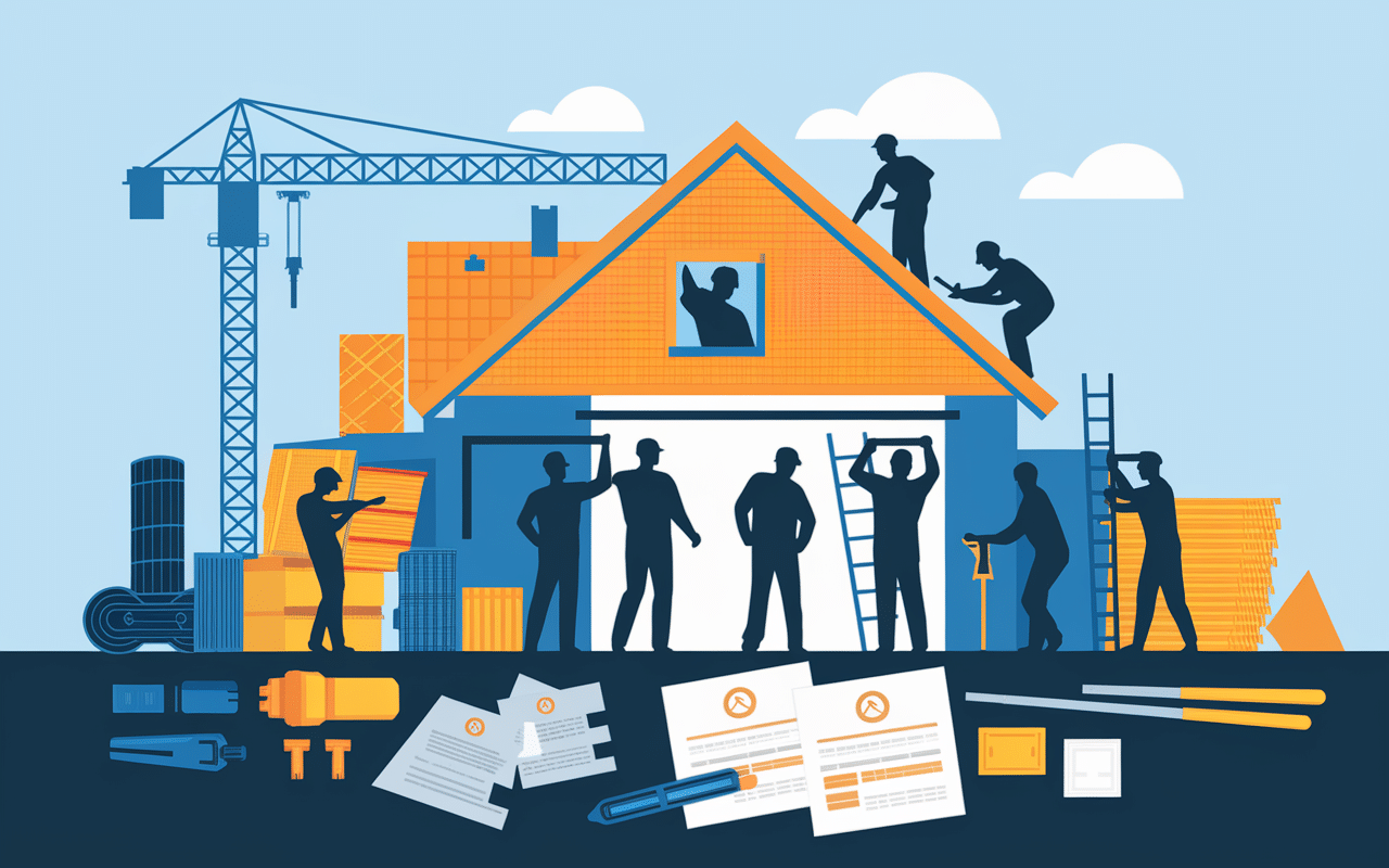 Artisans travaillant sur isolation maison