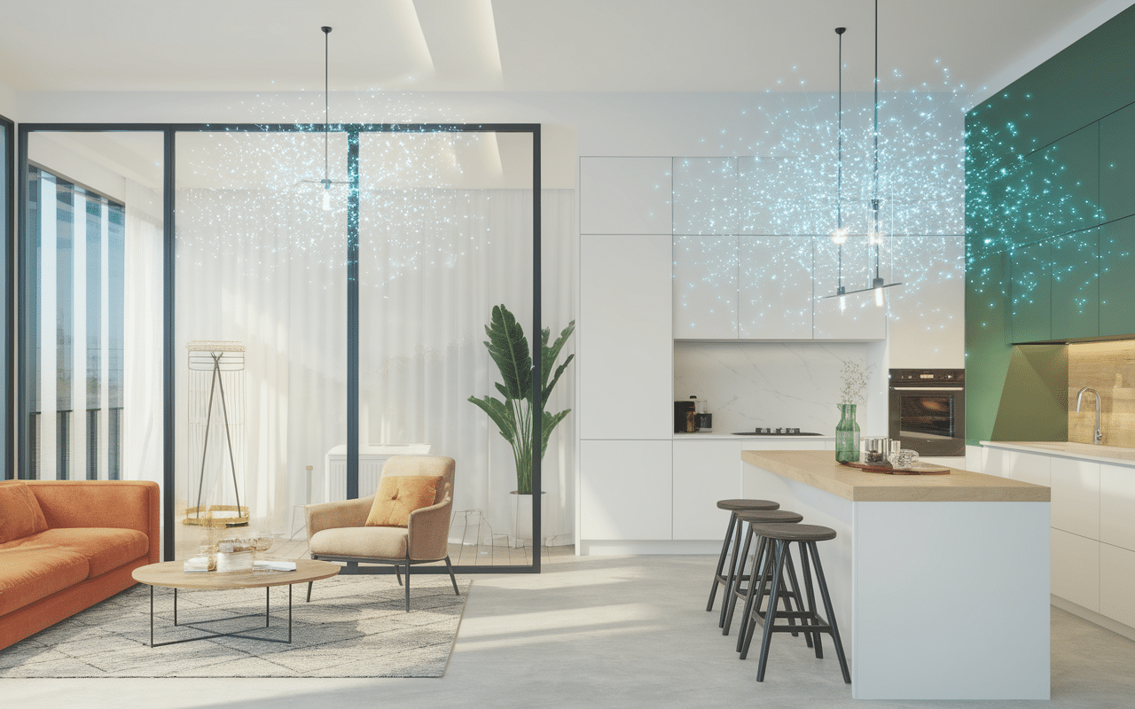 Intérieur sain avec murs en toile de verre