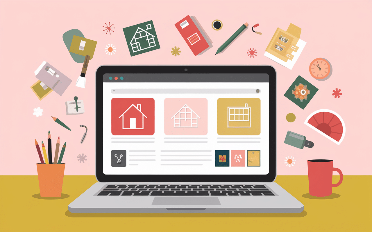 Interface du blog de décoration sur ordinateur portable