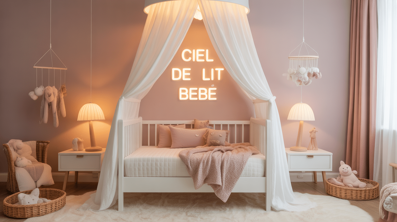 Ciel de lit bébé dans chambre apaisante
