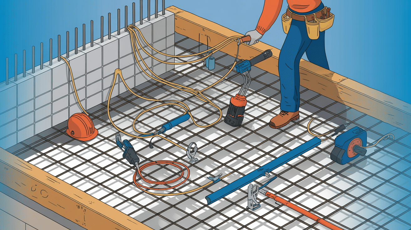 Chantier de construction avec câbles électriques et isolation