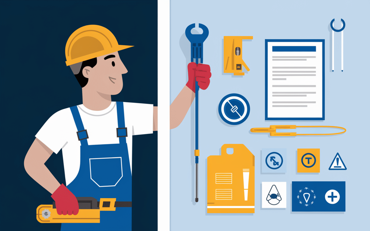 Technicien installant monte charge maison