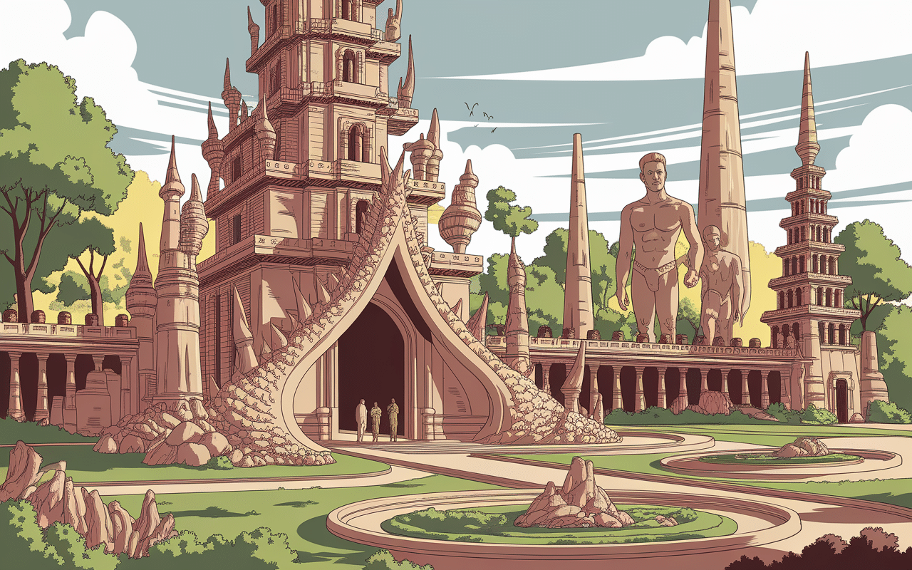 Architecture fantastique de la Maison Robert Tatin avec sculptures
