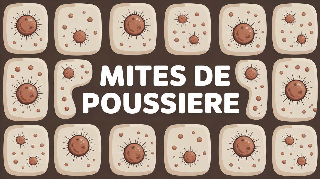 Illustration mites de poussiere sur matelas