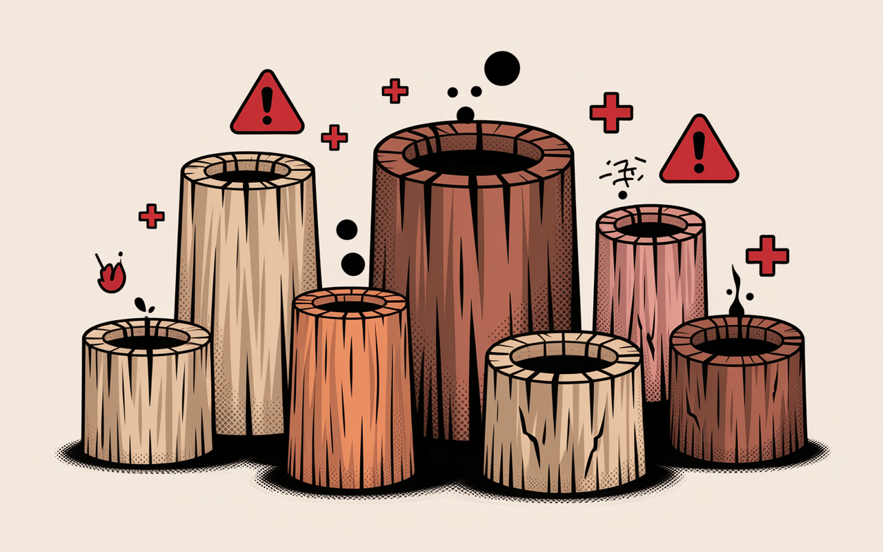 Illustration poêles à bois avec signaux d'alerte