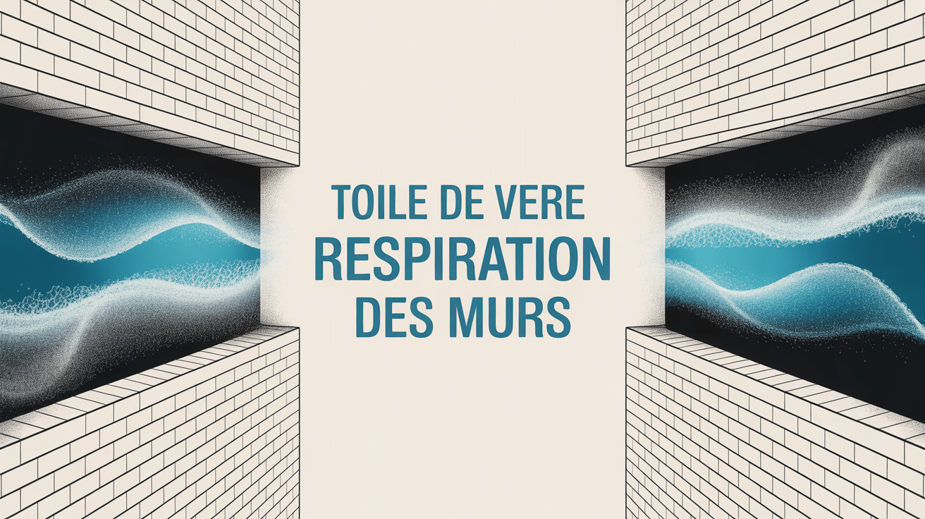 Coupe d'un mur avec toile de verre et respiration naturelle