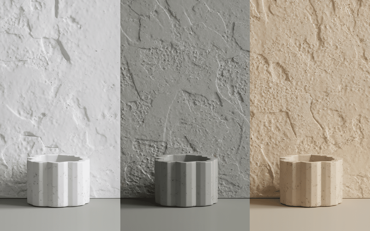 Échantillons de receveurs douche antidérapante texturés côte à côte