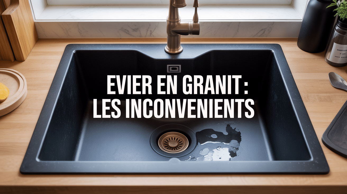 Évier granit inconvénient avec taches et traces d'eau