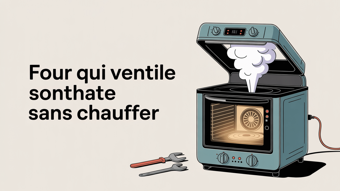 Four ne chauffe plus mais ventile, vue ouverte, ventilateur, outils, vapeur