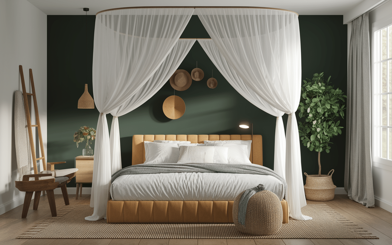 chambre cosy lit voile ciel de lit moustiquaire protection moustiques