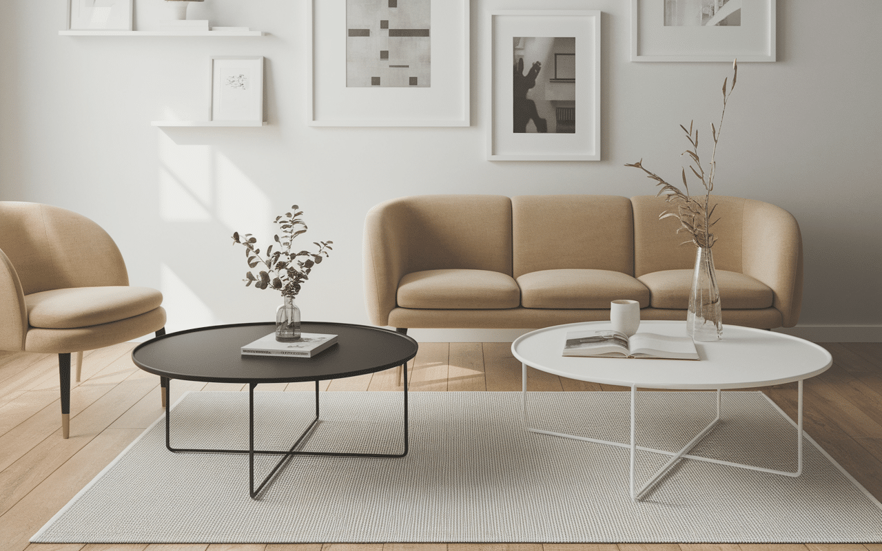 Trois tables d appoint metal tailles et finitions variées