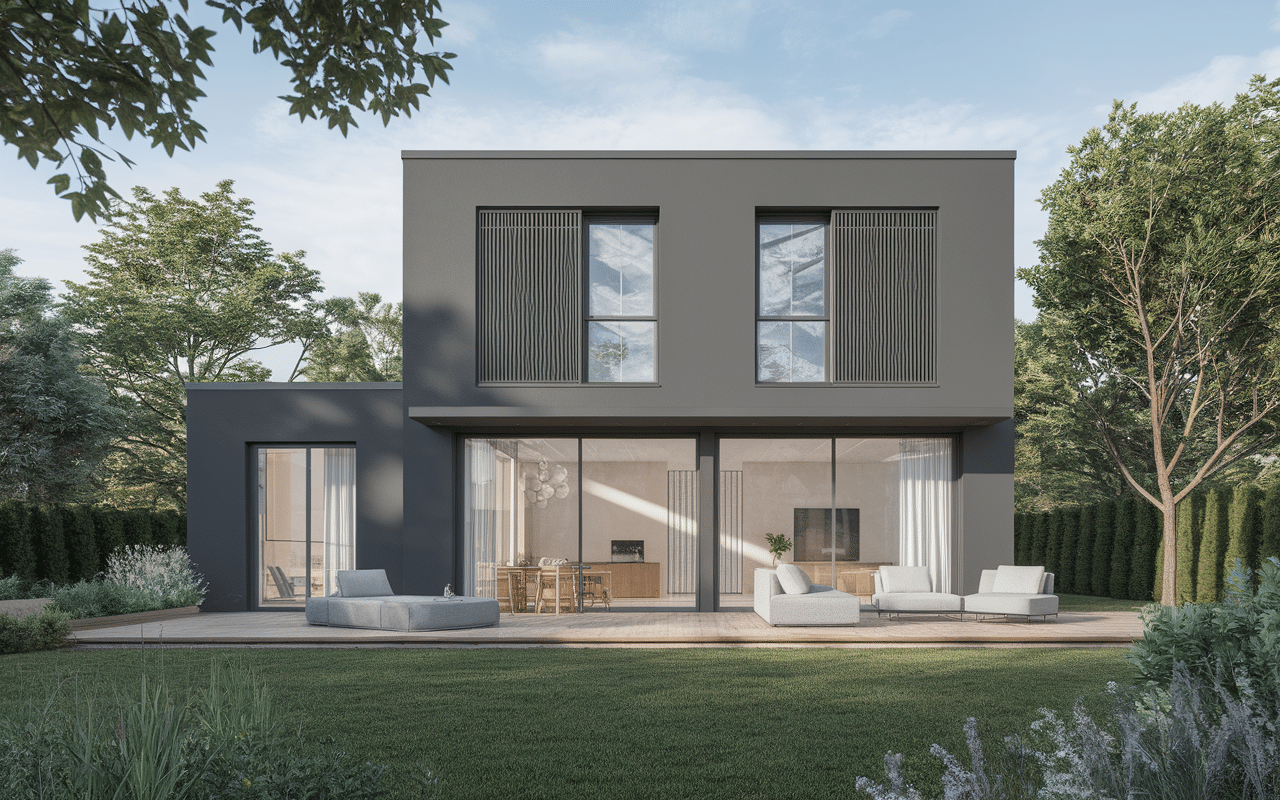 Maison et interieur moderne couleur gris anthracite