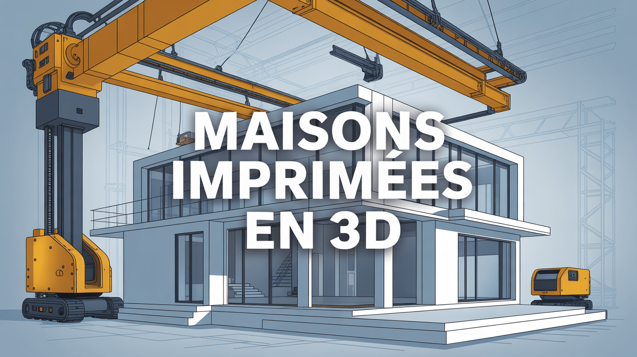 Illustration maison imprimée en 3D chantier futuriste