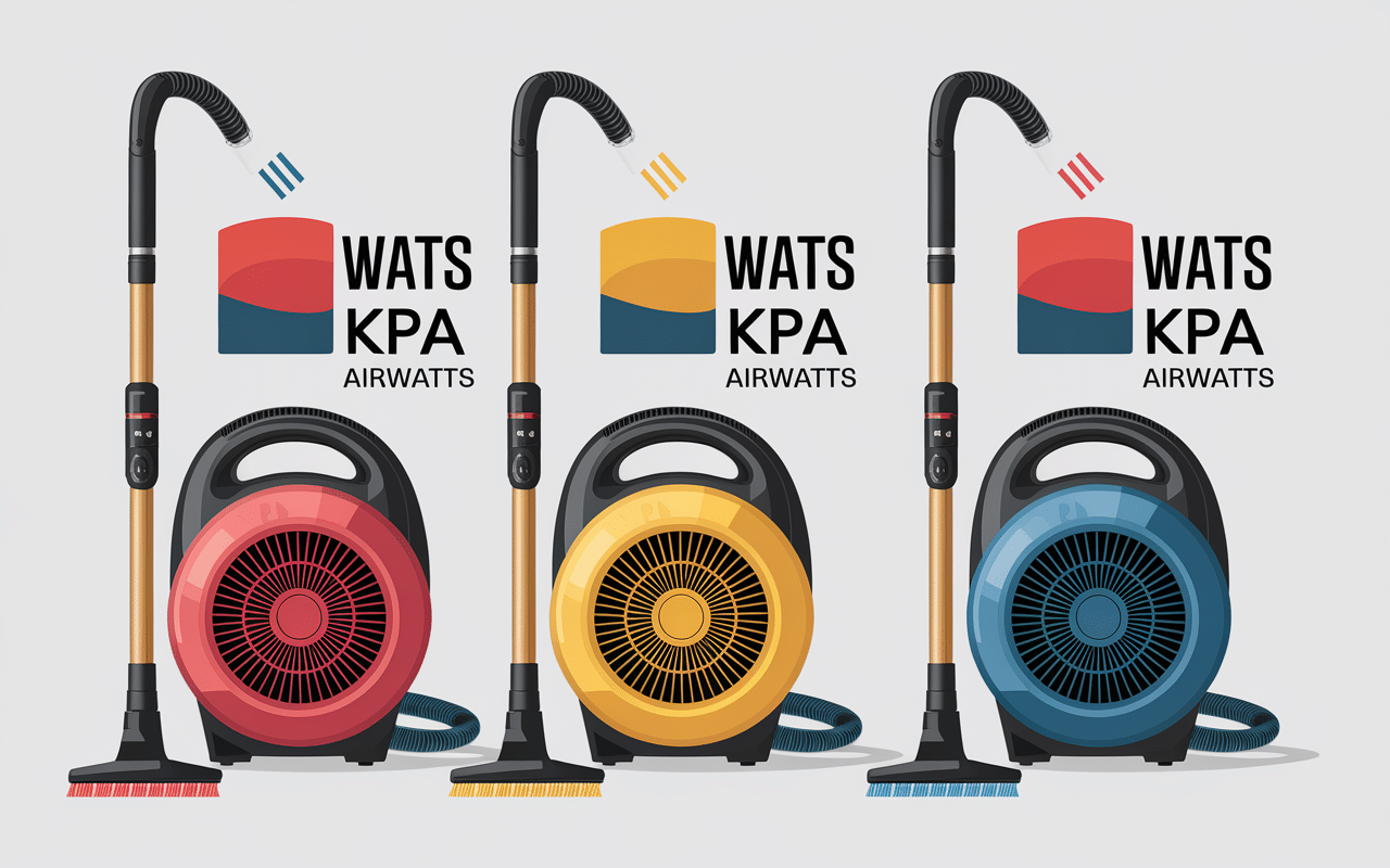 Infographie puissance pour aspirateur avec watts kPa airWatts