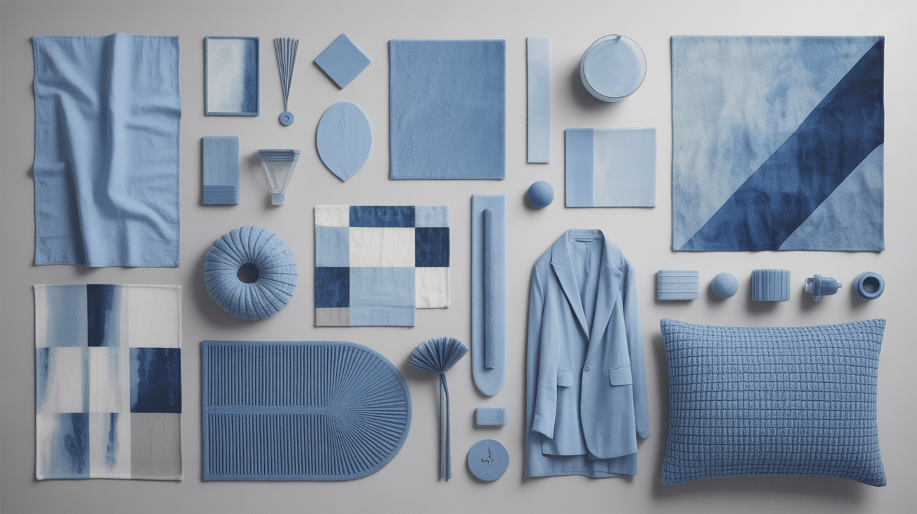 Tissus et objets en bleu celadon mode et intérieur