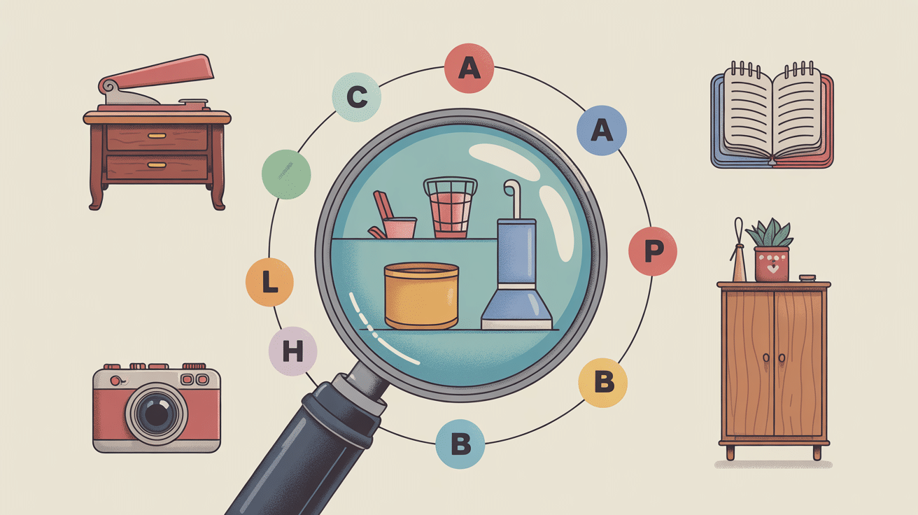 loupe objets en a illustration