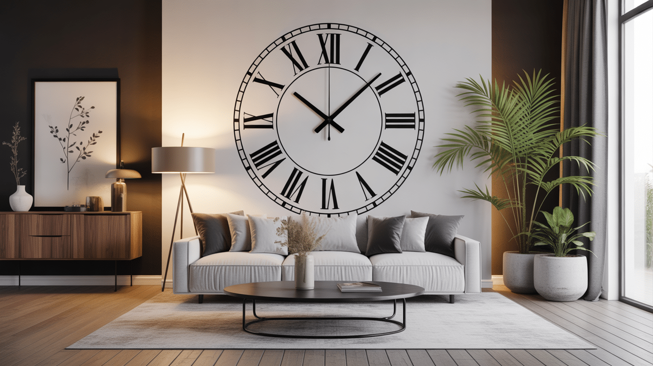 Décoration salon horloge murale design luxe