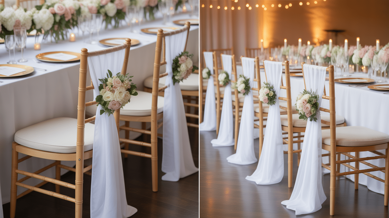 avant après housse de chaise mariage élégante