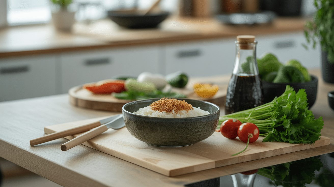 ingrédients japonais maison sur plan de travail