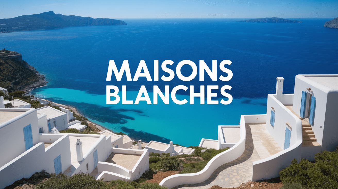 Panorama de maisons blanches sur colline méditerranéenne