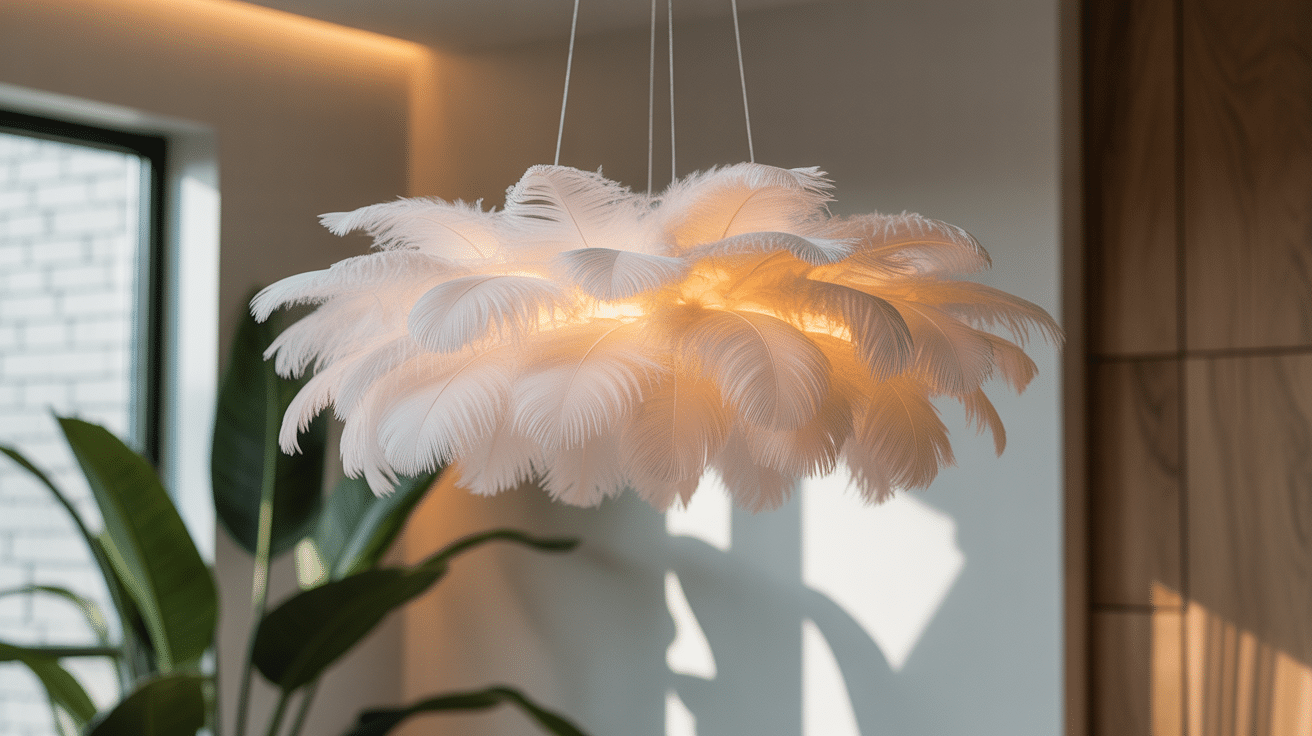 lustre plume élégant intérieur contemporain