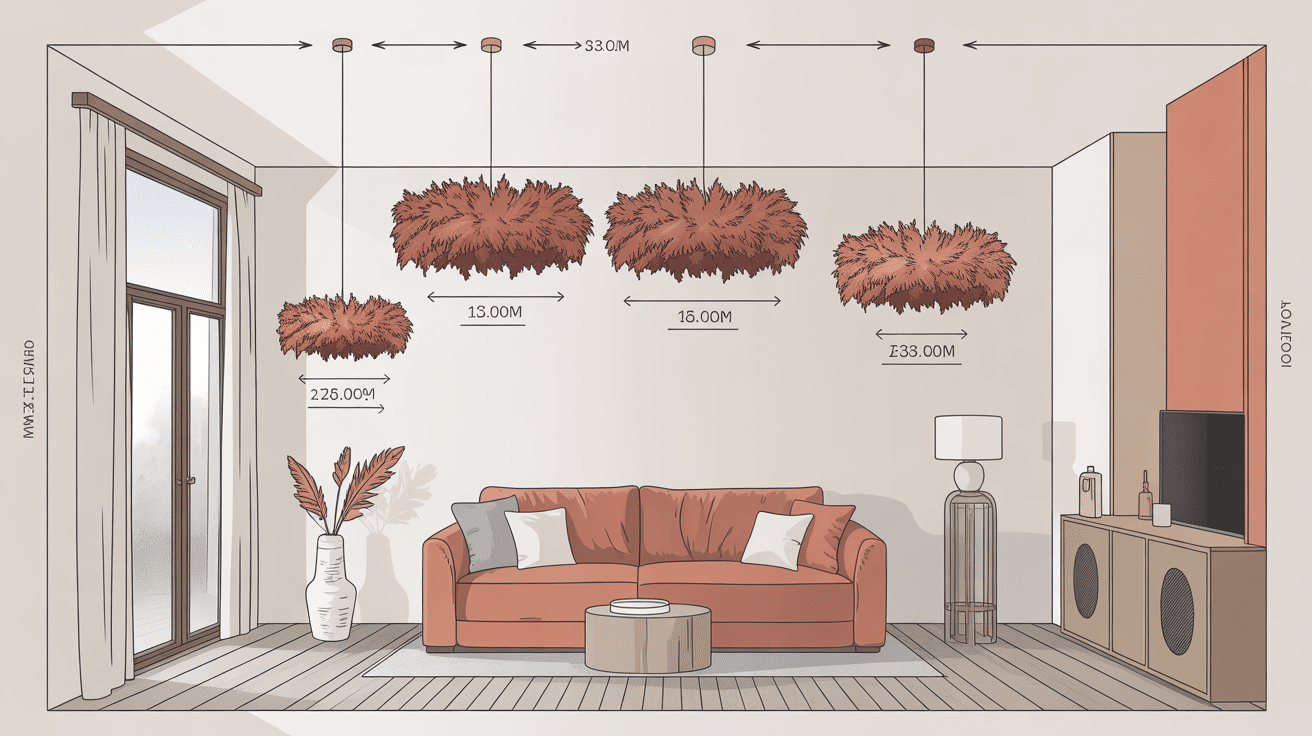 lustre plume installation tailles plafond