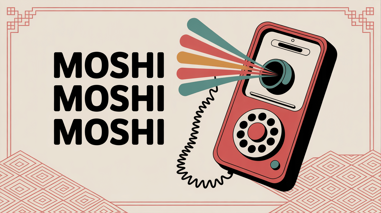 illustration moshi moshi moshi téléphone vintage japon
