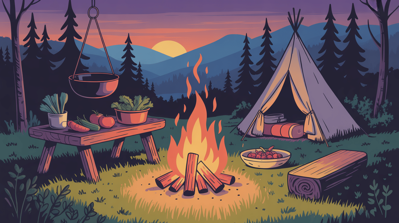 cuisine feu camp tipi budget