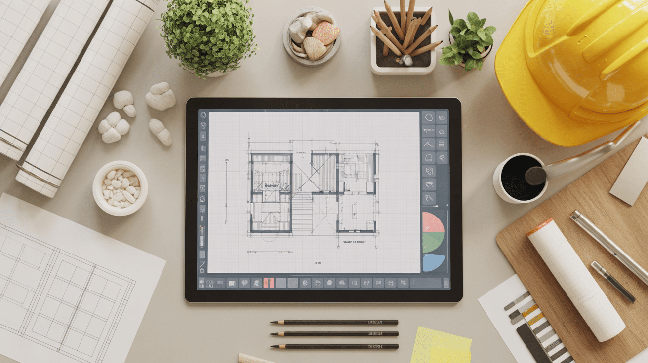 Workspace architecte plan de facade numérique