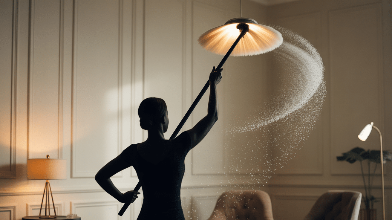 plumeau poussiere nettoyage lustre hauteur