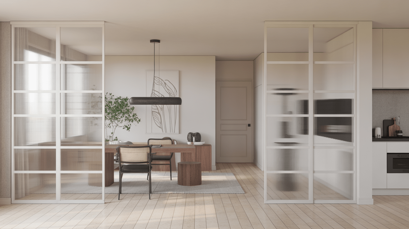 cloisons en verre blanchi pour espaces lumineux