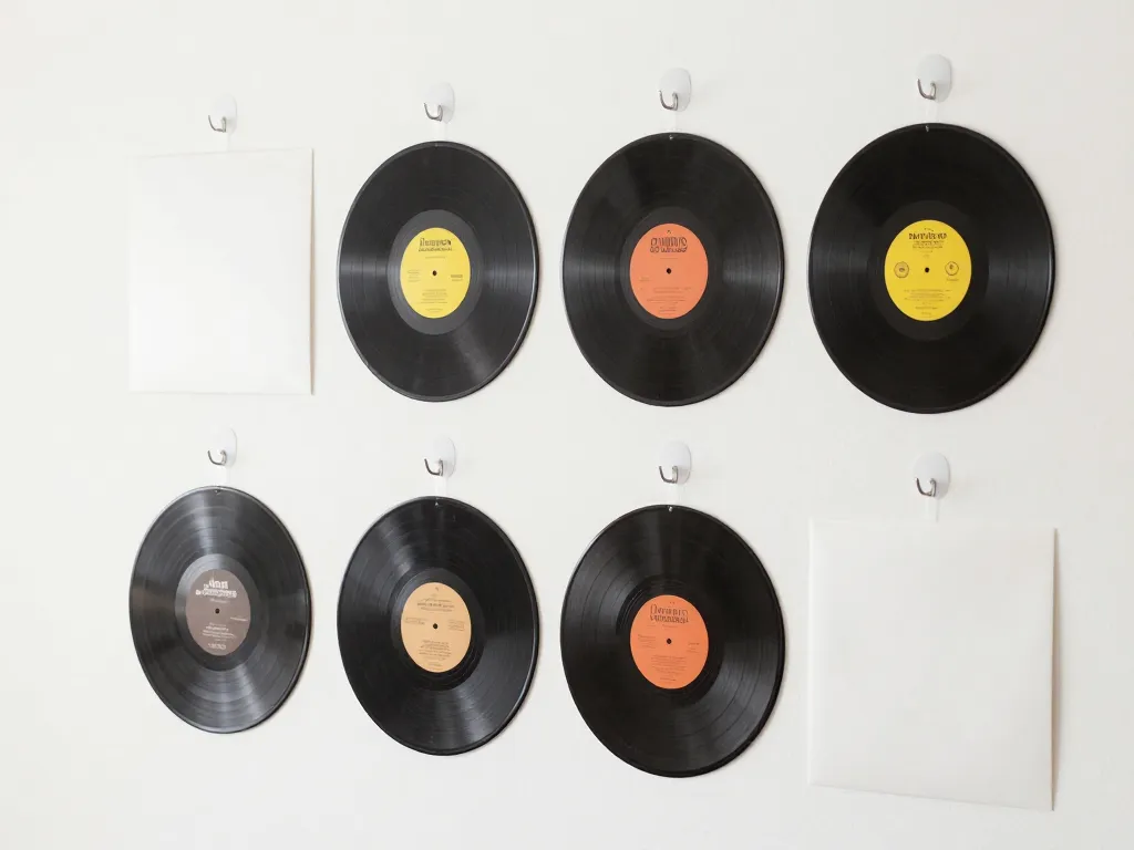 accrocher vinyl mur avec adhésifs et crochets déco