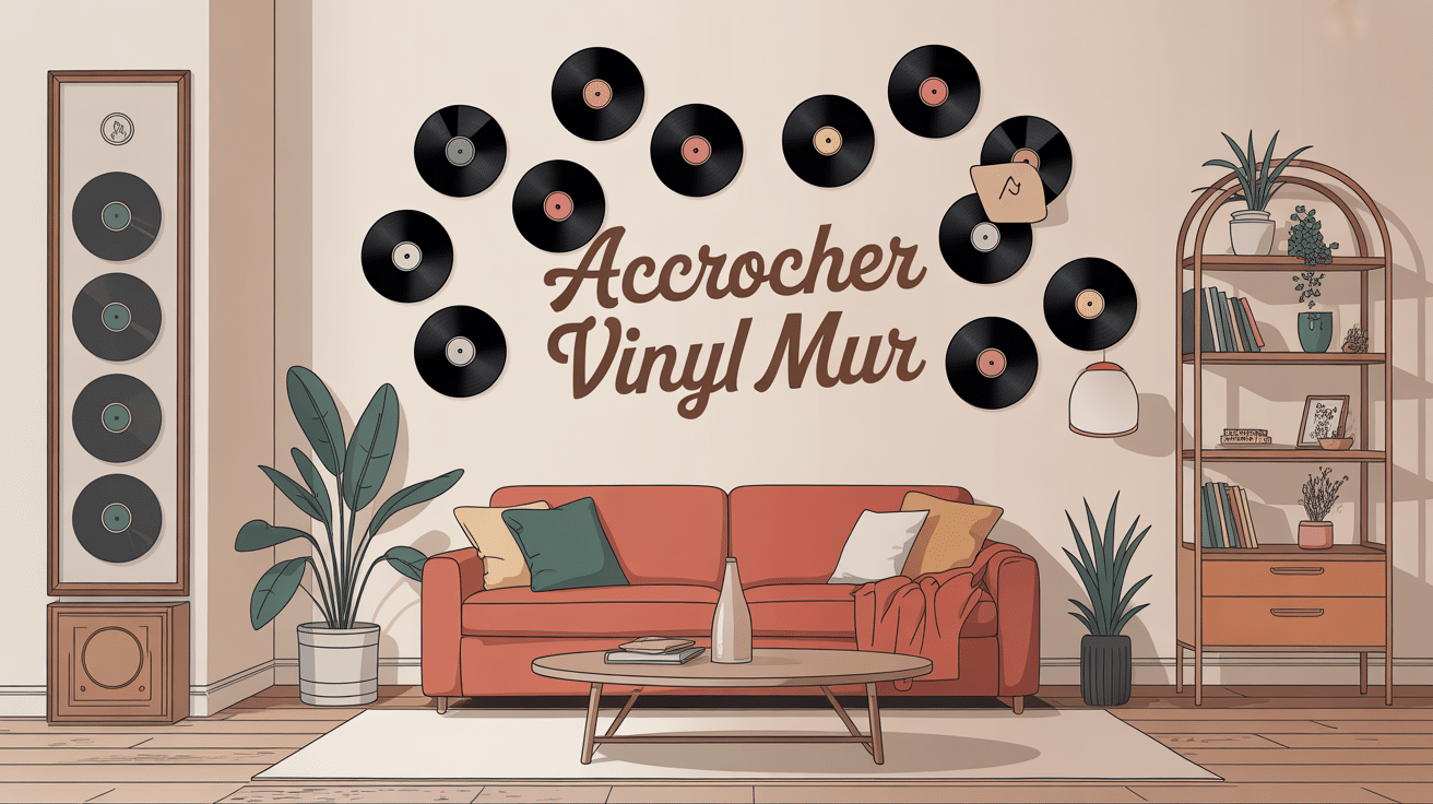 accrocher vinyl mur en salon stylisé supports déco