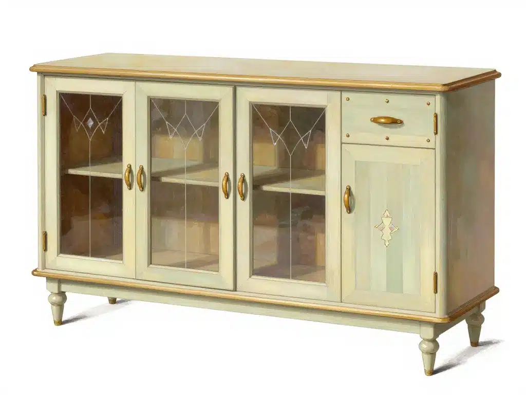 buffet mado rare deux corps vitres cathédrale angles arrondis