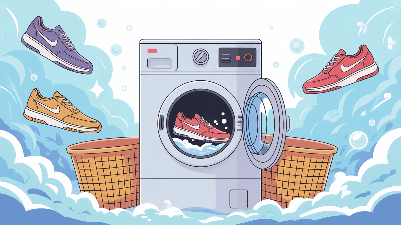 illustration chaussure machine à laver ambiance dynamique