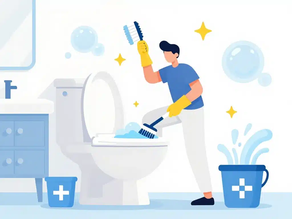 Nettoyage vers dans les toilettes illustration