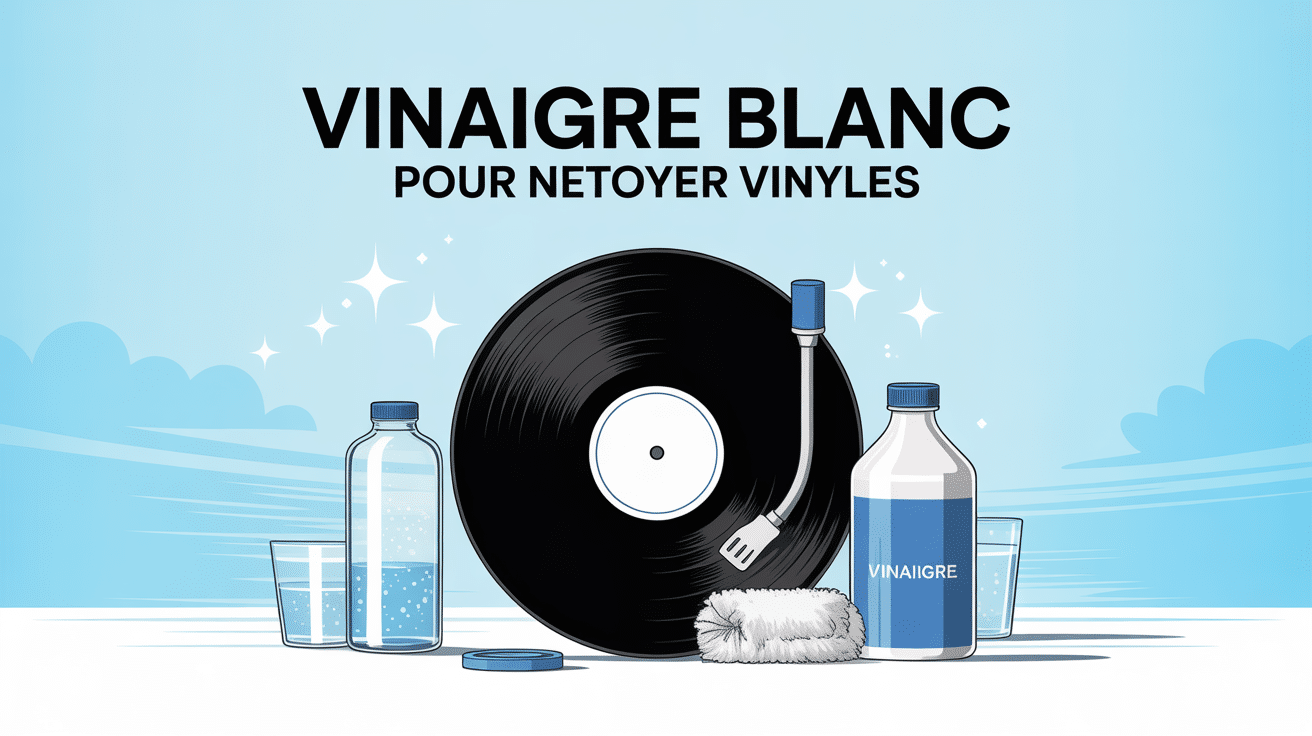 nettoyer vinyle vinaigre blanc avec accessoires de nettoyage