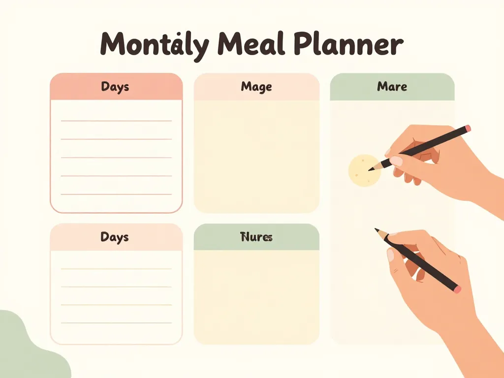 planning menu mois vierge structurer tableau mensuel repas