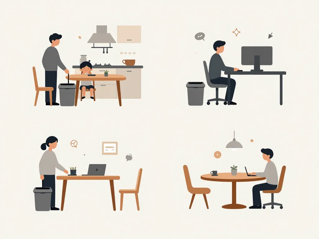 schéma contextes utilisation poubelle de table