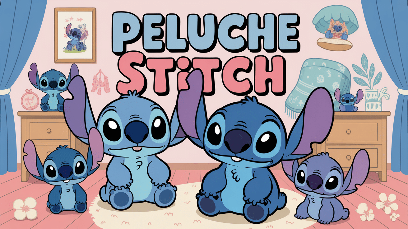 stitch peluche modèles collection dans chambre enfant
