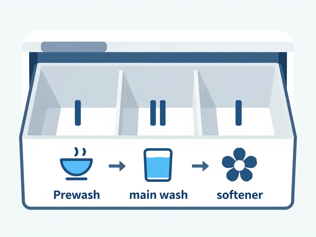 symboles bac à détergent machine à laver calgon compartiments