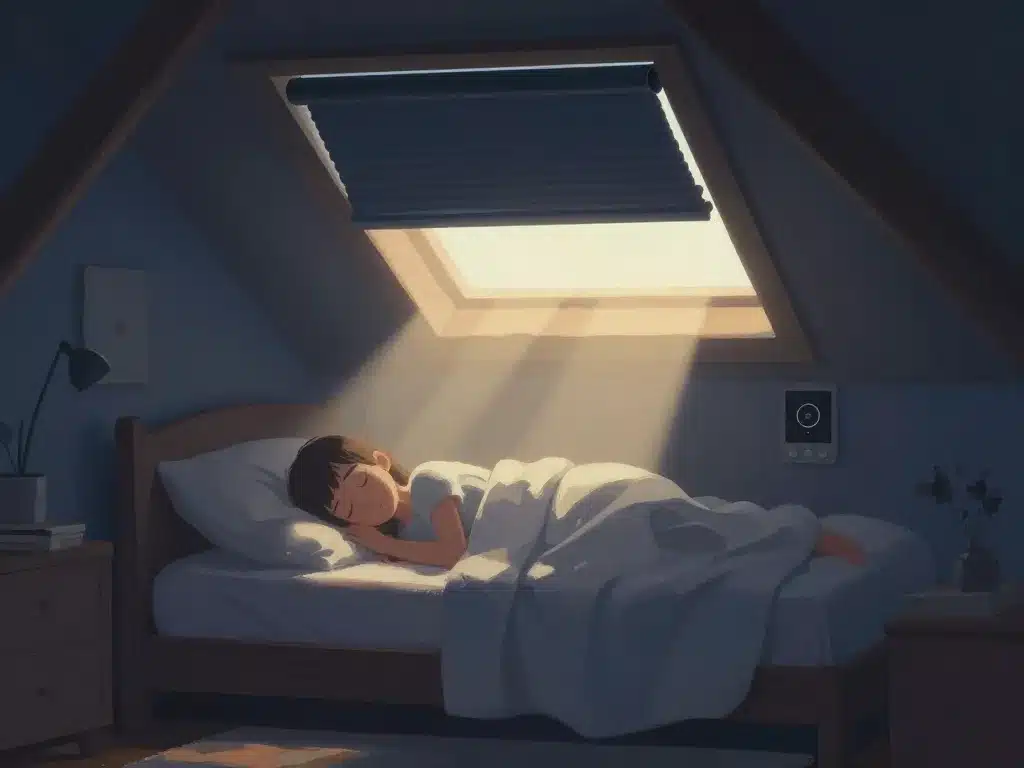 Chambre sous les toits avec toitiel store occultant pour le confort