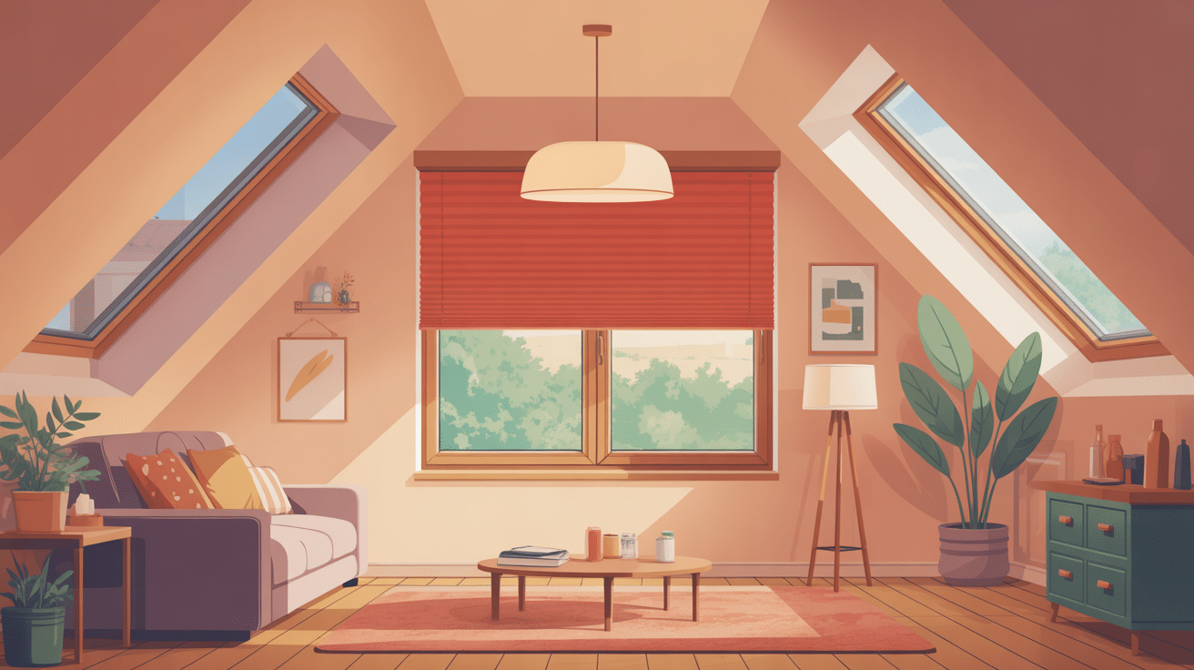 Espace sous combles avec toitiel store occultant moderne