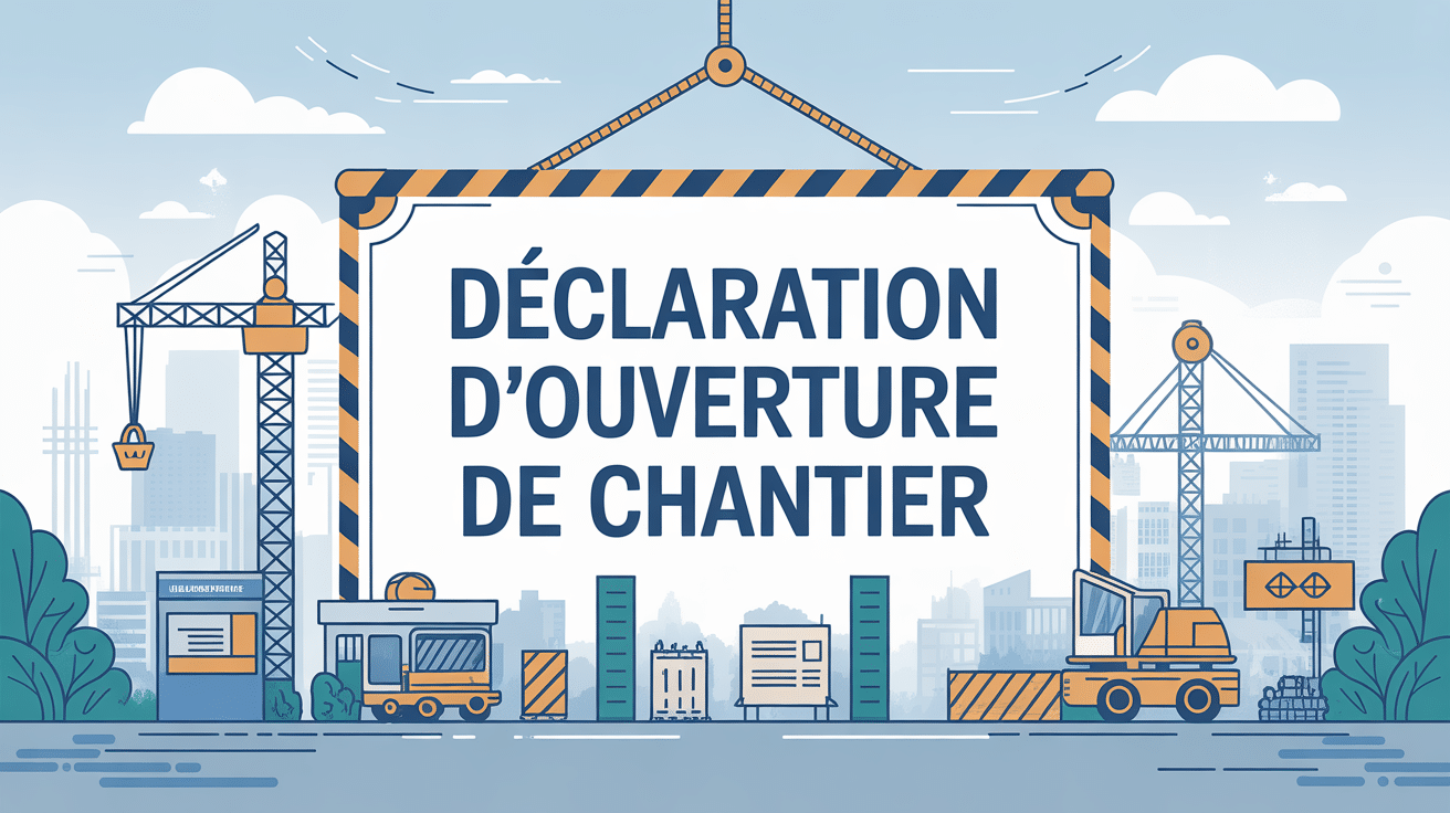 déclaration d'ouverture de chantier illustration stylisée administrative