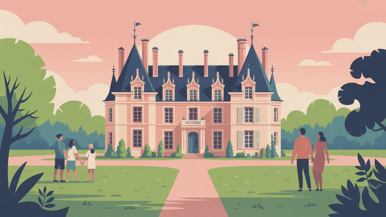 qui sont les propriétaires du château de la Motte Husson illustration vectorielle