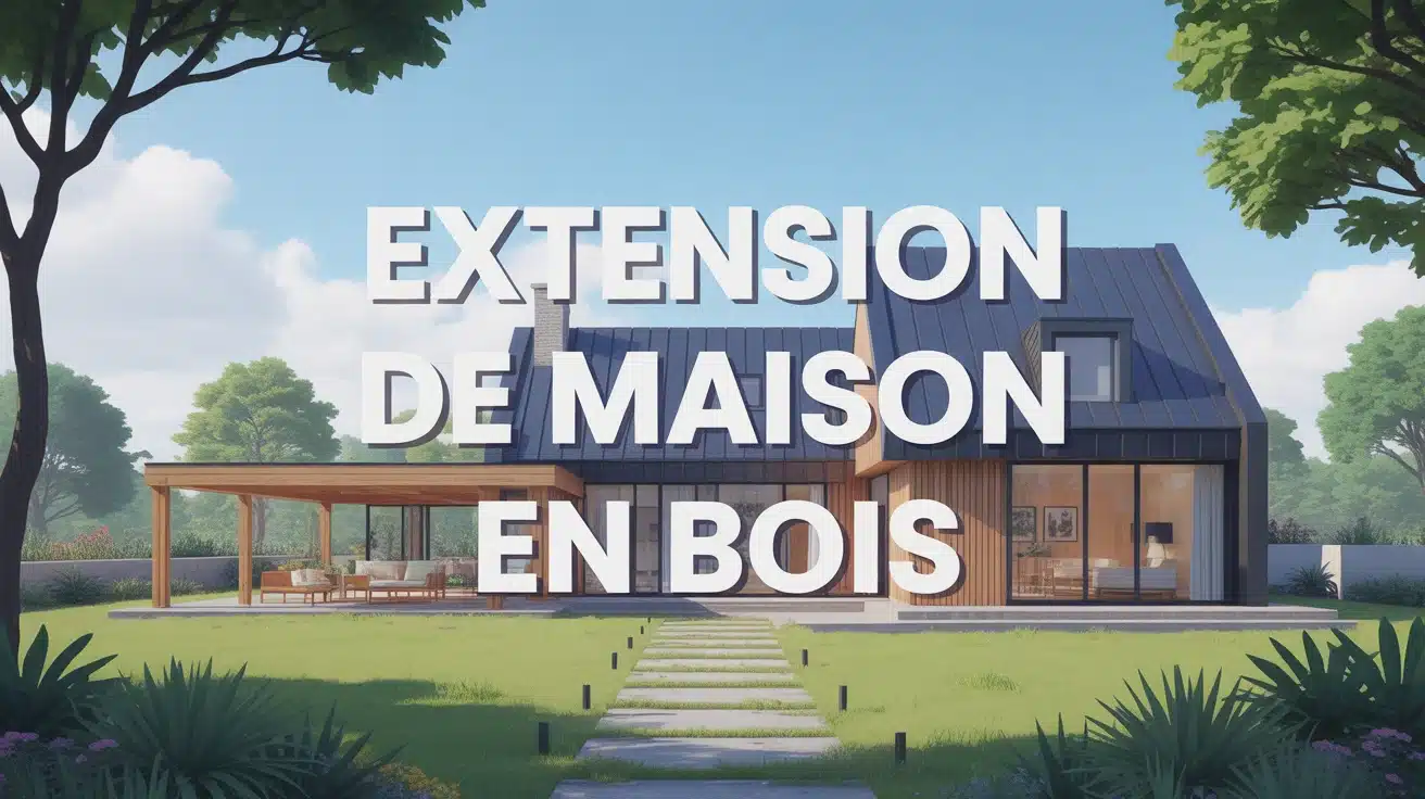 Maison avec extension de maison en bois élégante et jardin verdoyant
