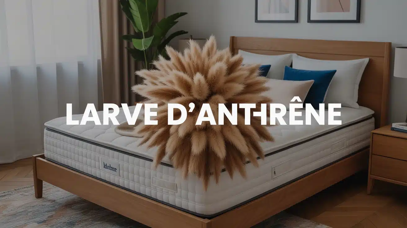 larve d anthrène poilue sur matelas en chambre stylisée