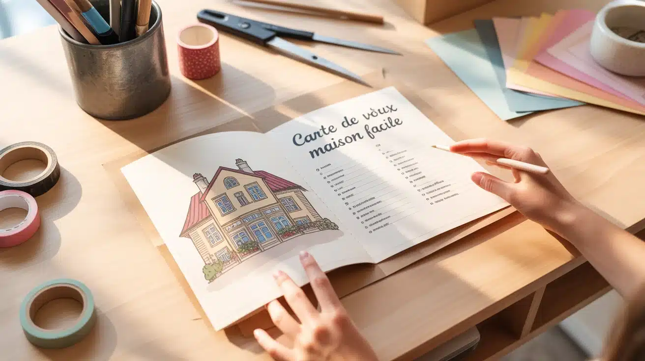 Carte de voeux maison facile matériaux et création