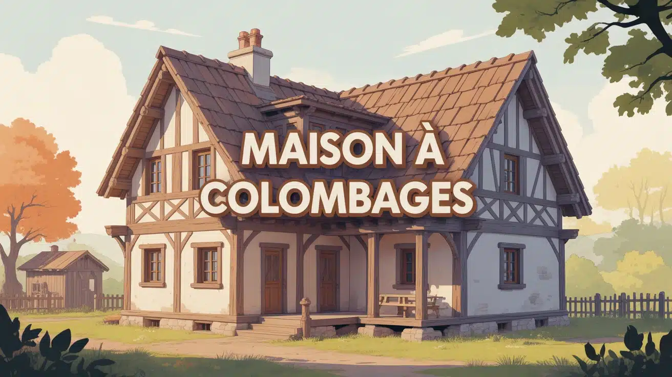 Colombage maison coupe structure bois