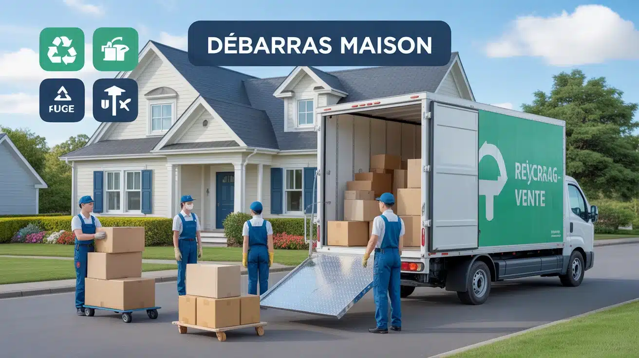 Debarras maison devant maison ordonnée